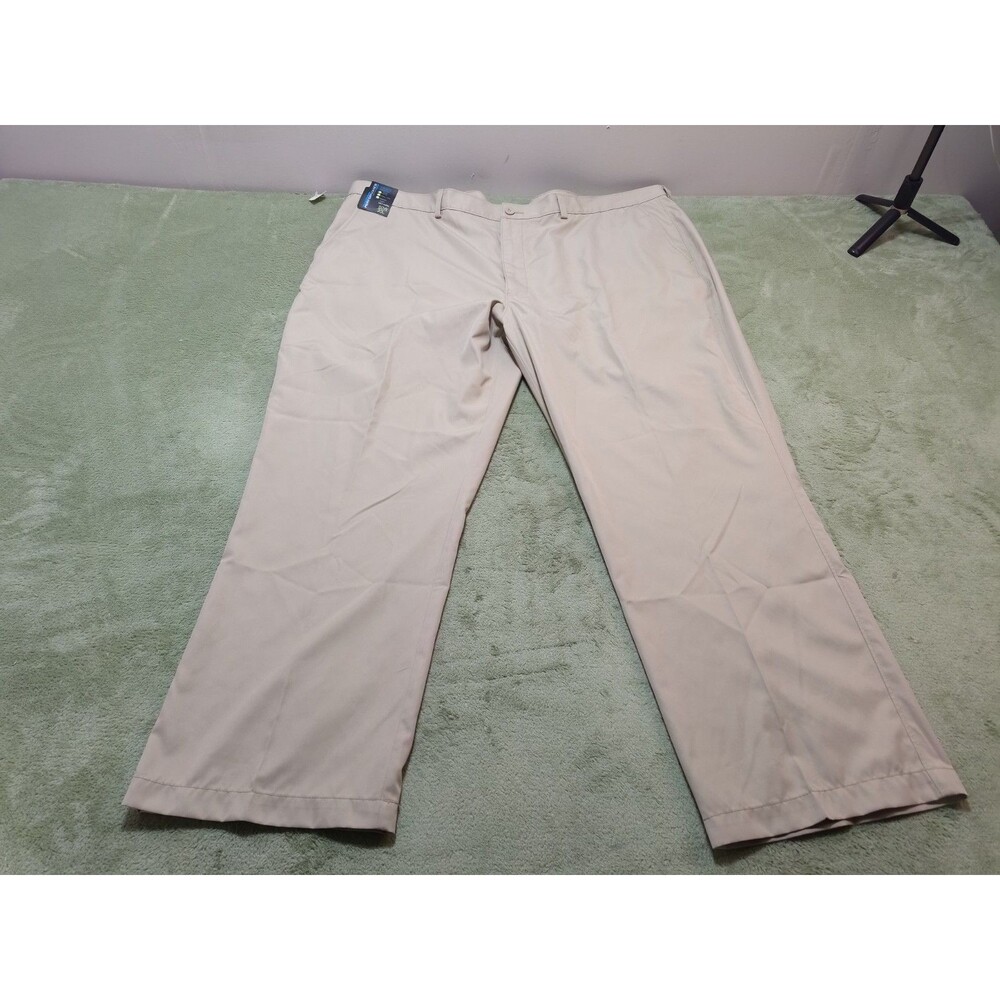 NWT Roundtree & Yorke Performance Men’s Pants Big Man 50x30 Khaki Tan Flat Front